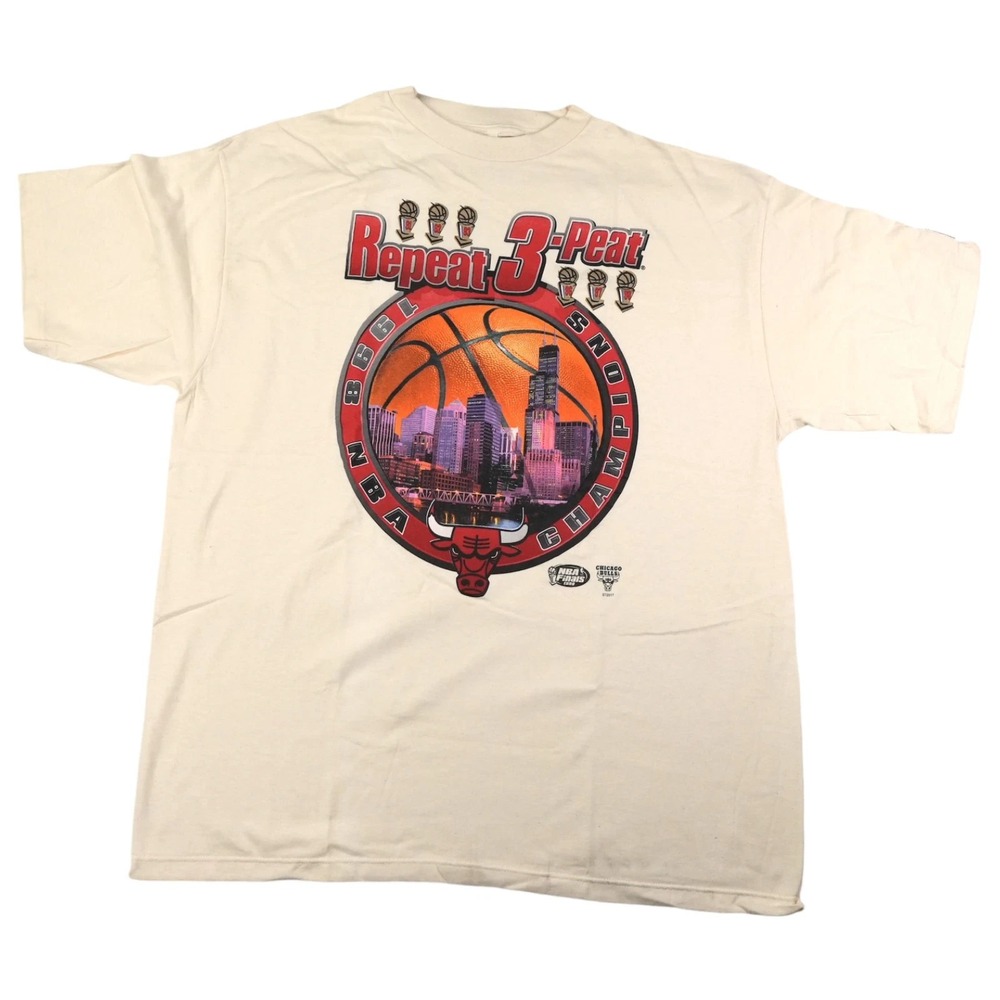 Vintage Chicago Bulls Shirt Mens XL 90s Repeat 3 Peat Starter NBA Basketball Tee